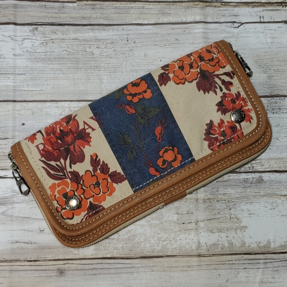 Replay wallet, canvas/leather.  Orange/blu/red/crm